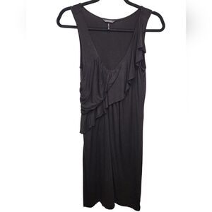 Daisy Fuentes Women's Black Sleeveless V-neckline Ruffled Front Dress Size S